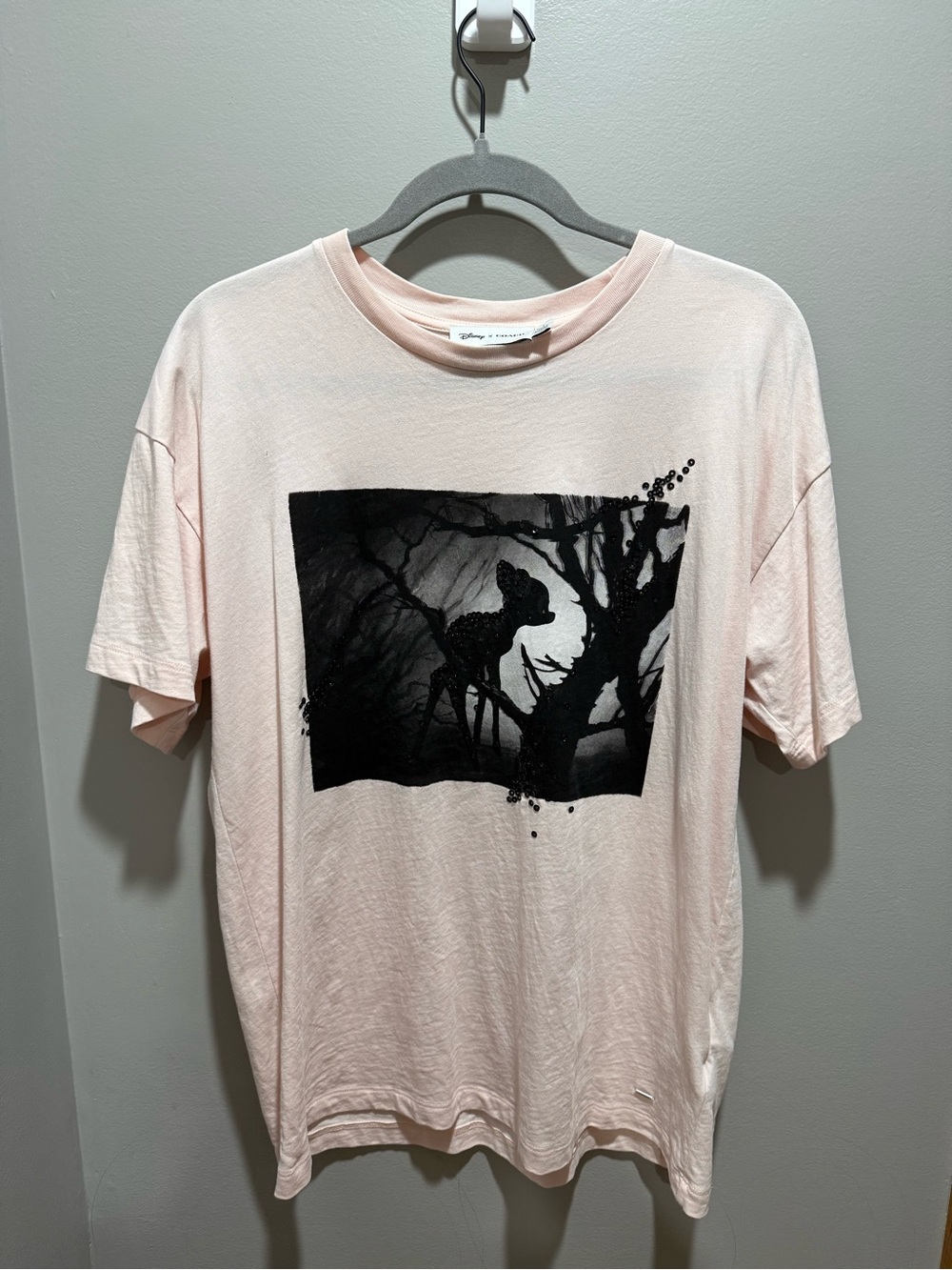 Coach x Disney Bambi Sequin Oversized Graphic T-Shirt Pink Small